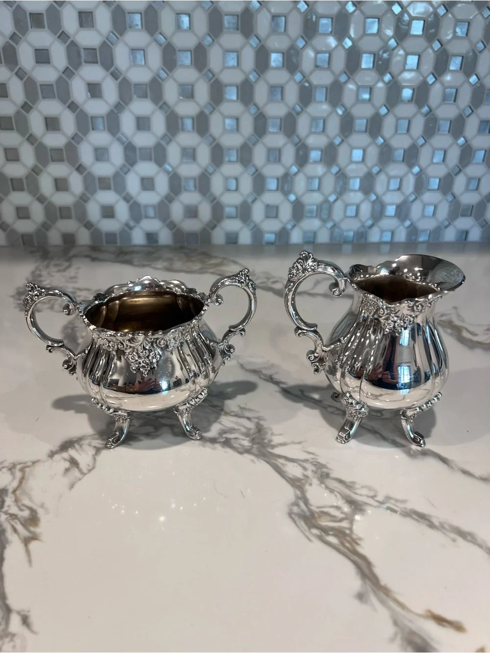 Baroque By Wallace Silver-plate 4-Piece Tea/Coffee Set w/ Tray  Vintage